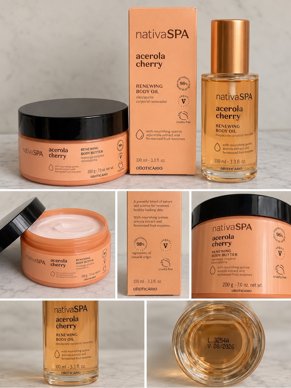 O Boticário Nativa SPA Acerola Cherry body care set.
